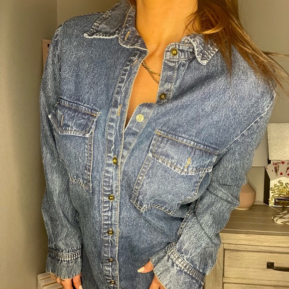 NWT CRYBABY DENIM SHIRT DRESS - Picture 9 of 11